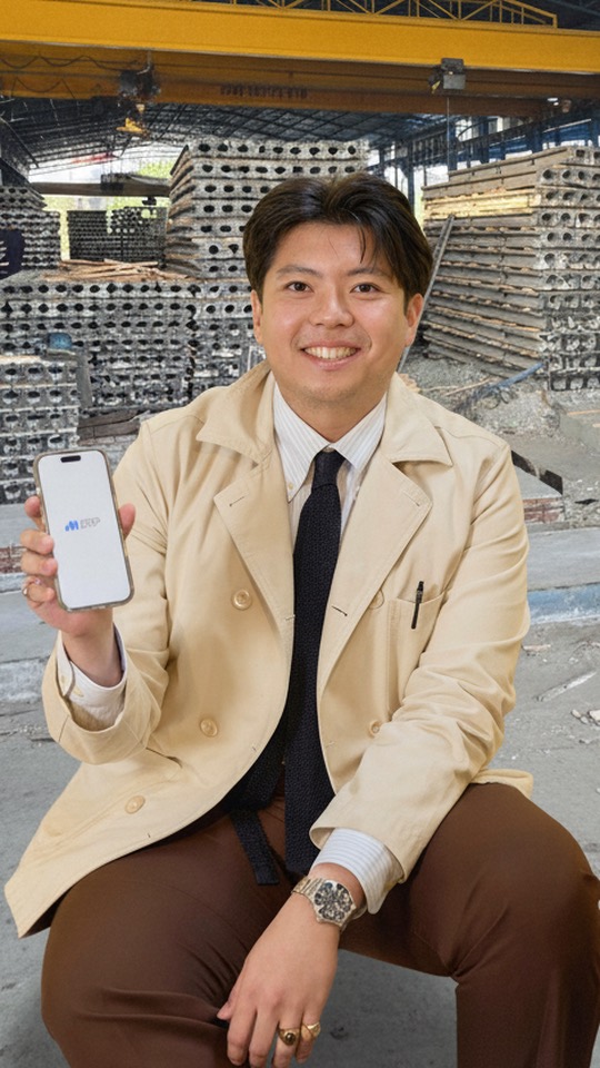 คุณณภัทร เจ้าของ UPCO ถือมือถือที่เปิด MineERP